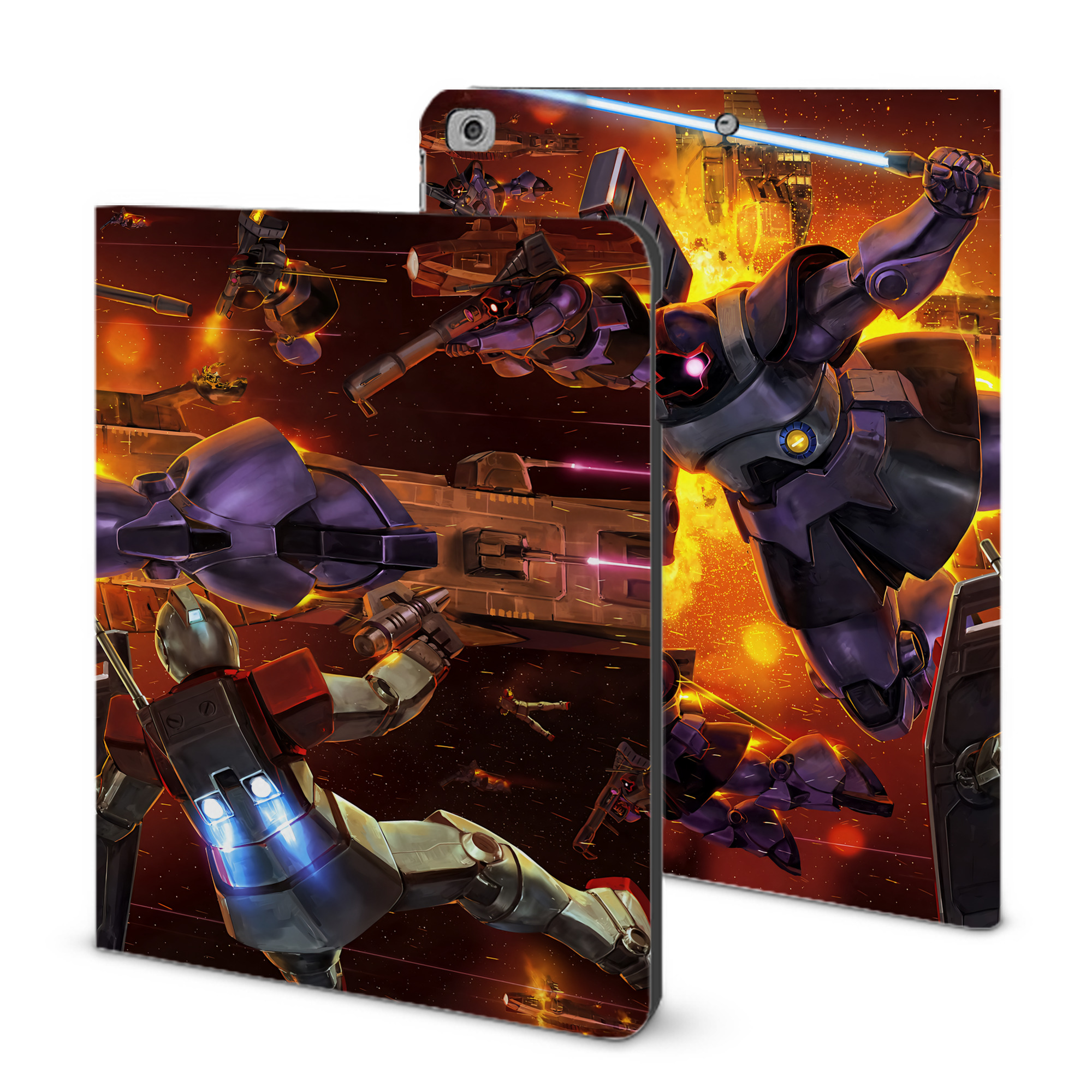 （画像用） 機動戦士ガンダム Mobile Suit Gundam IPad ケース ブック型 PUレザー TPU 耐衝撃 軽量 薄型 ペン収納なし 全面保護 IPad 各モデル対応